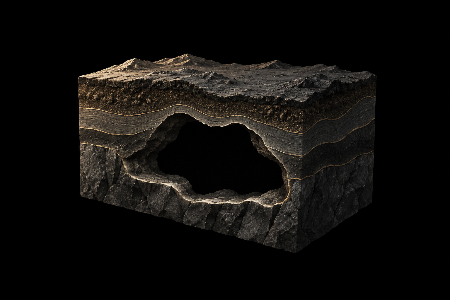 Conceptual illustration of an underground cavity—not a field result.